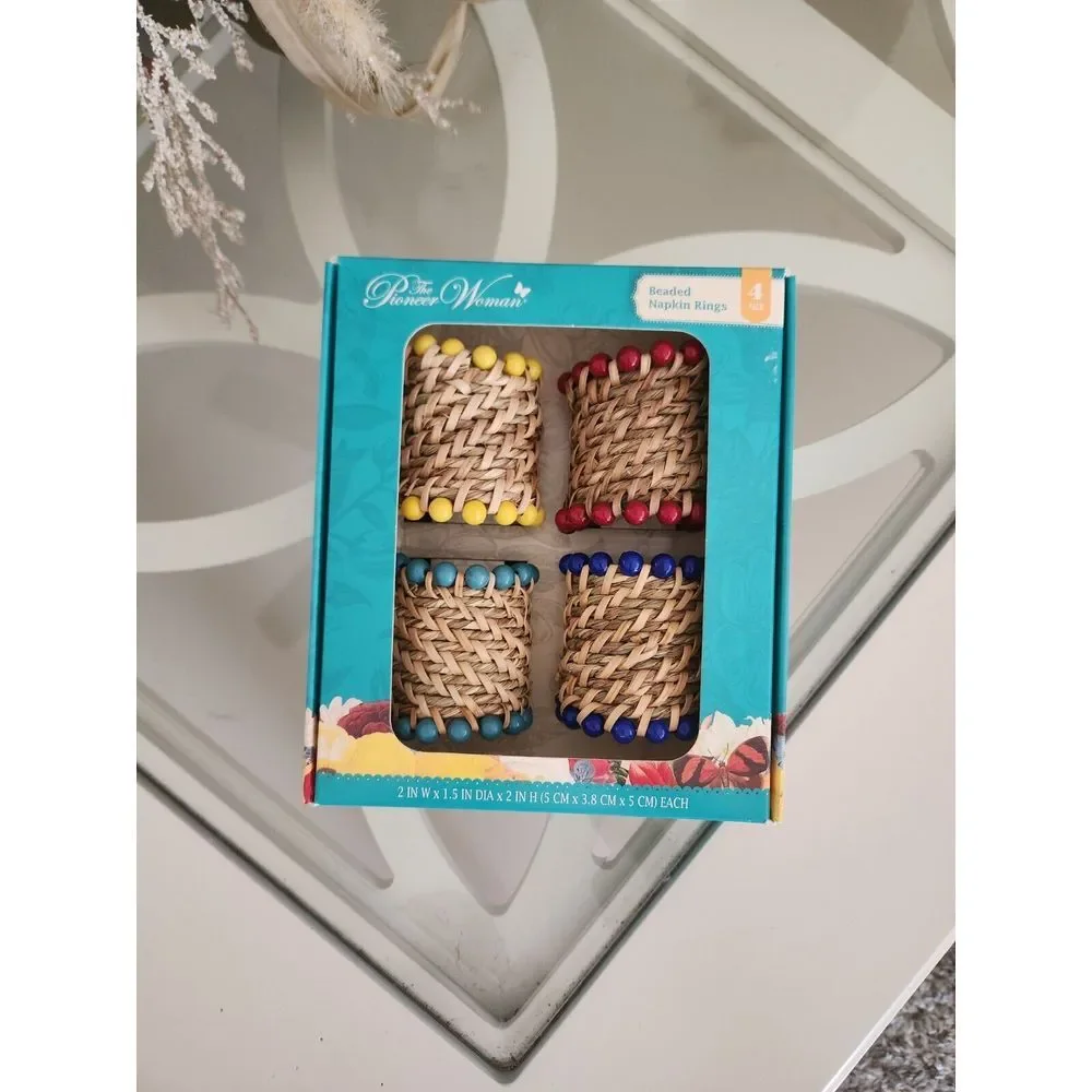 The Pioneer Woman Rattan Napkin Rings, Natural, 2